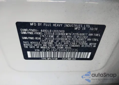 2017 Subaru Forester 2.5I Limited from USA, damaged, VIN JF2SJARC6HH493335